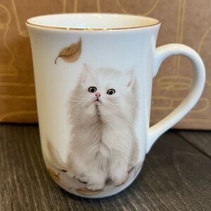 Otagiri White and Gold Cat Mug
